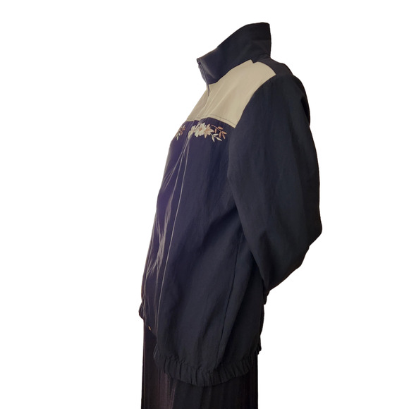 Blair Windbreaker Jacket Black/Tan Embroidered Flowers - Picture 7 of 11